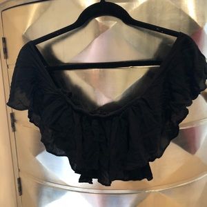 PLANET BLUE BLUE LIFE - Black off the shoulder top